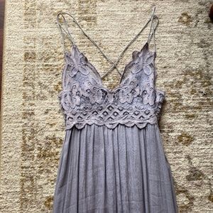 Free People One Adella Maxi Slip Dress in Slate